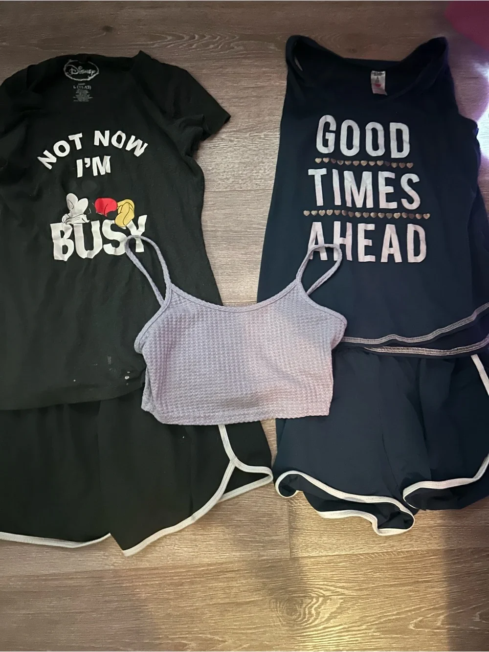 Graphic Tank Tops & Lilac Knit Bralette Set